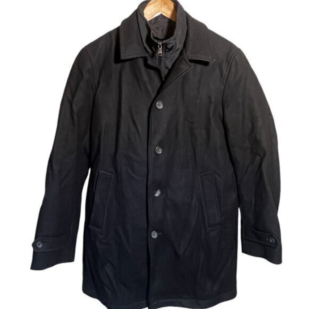 Banana Republic Black Coat Italian Wool Blend Emmetex Long Trench Jacket Men’s S